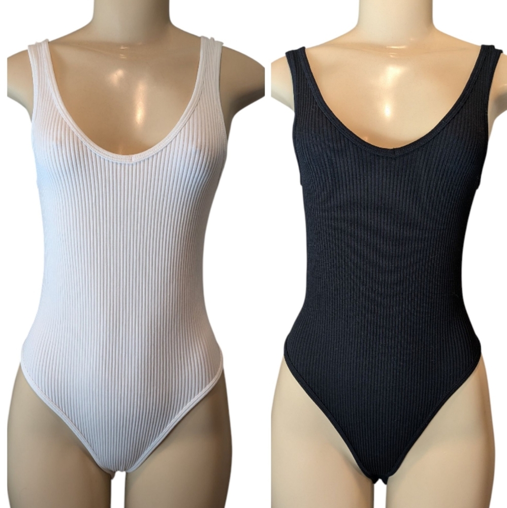 Gypsy+Jade Ribbed Bodysuits 2-Piece Bundle White and Black Size XS/S